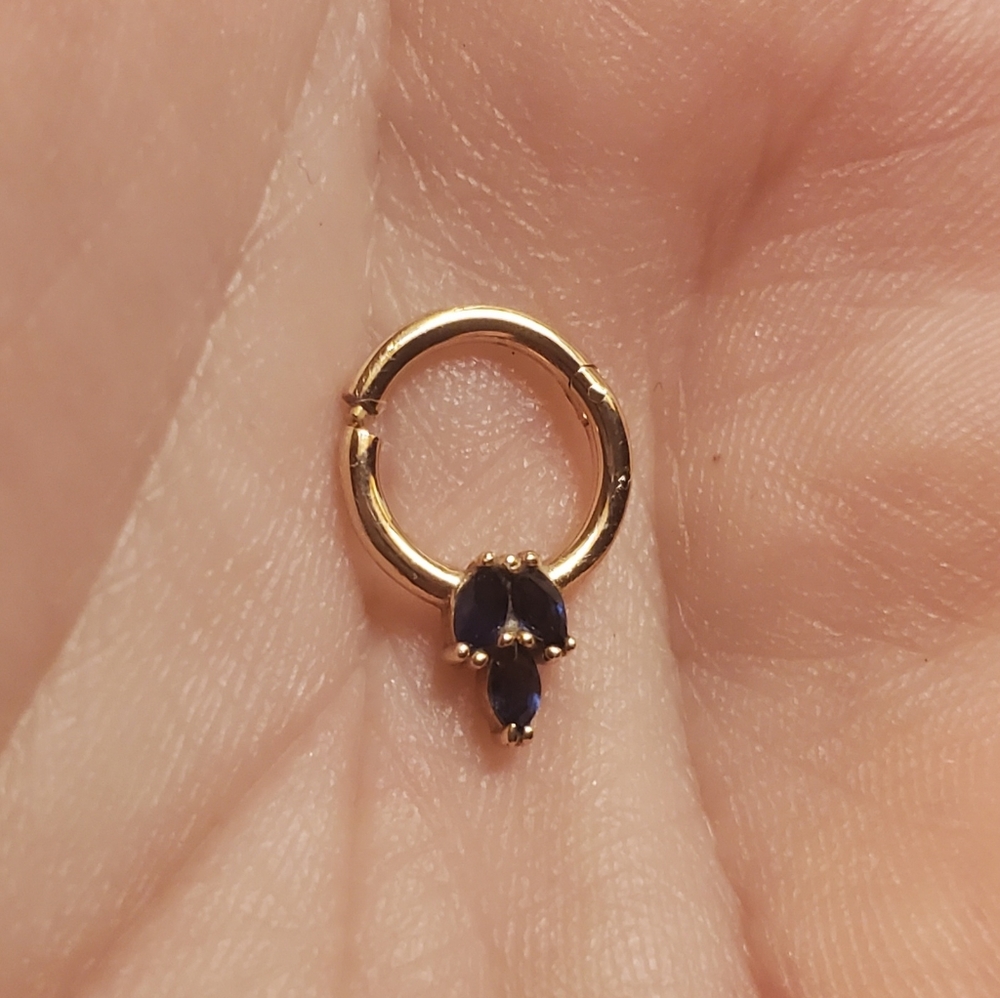 14k Rose Gold & Sapphire clicker earring